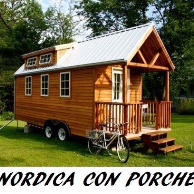Mini casa móvil de madera Nórdica con porche